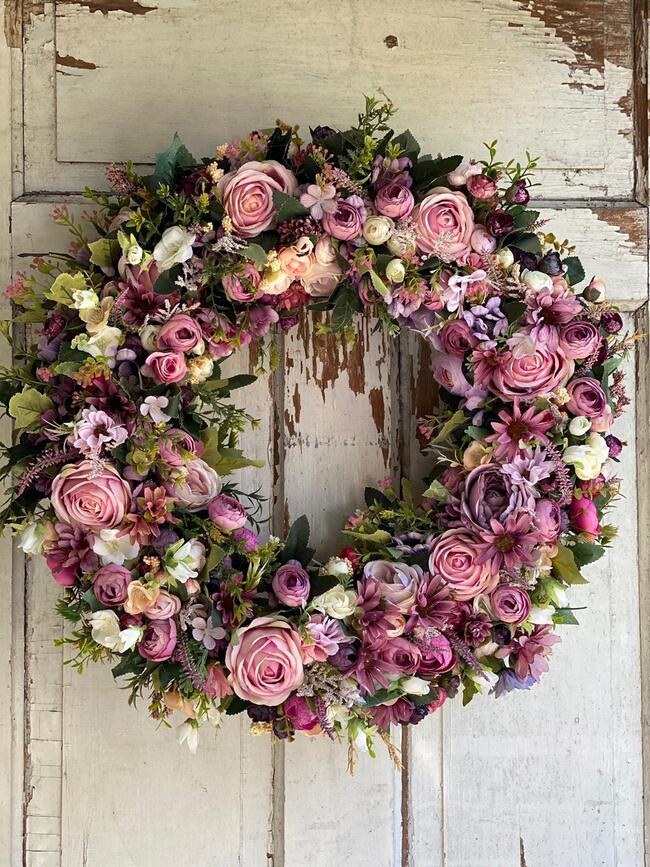 Bella Jesienna 6, duży kwiatowy wianek na drzwi, śr.63cm  