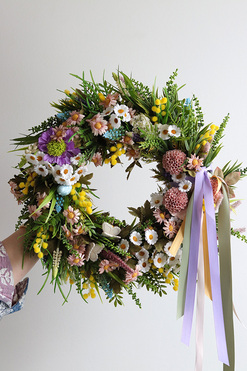 OD RĘKI Marcowy Poranek, wiosenny wianek dekoracyjny, śr.37cm