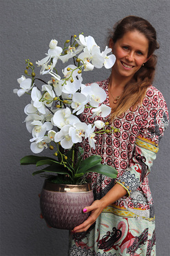 Violesia, sztuczny storczyk w brązowej donicy, wys.70cm