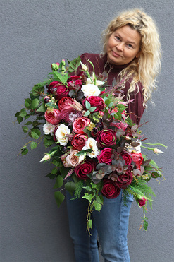 Begra Laos, kompozycja nagrobna w srebrnej misie, wym.35x75cm 