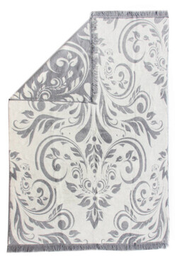 Ornamental, miękki koc z frędzlami, wym.150x200cm 