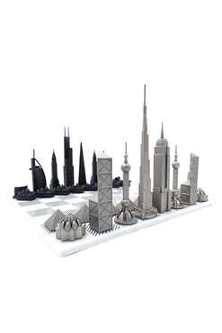 World Sky Line, ekskluzywne szachy ze stali nierdzewnej, wym.38x38cm