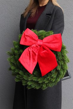 Klasyczna Czerwień Na Święta, wianek z kokardą, śr.42cm 