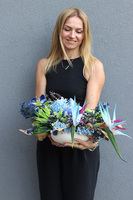 Amfora Italia, kompozycja kwiatowa z ceramiką, wym.22x70x30cm