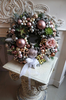 elegancki wianek świąteczny, Pudrovy Róż 2