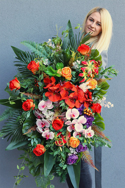 ogromna wiązanka nagrobna Orangita 2, dł.139cm