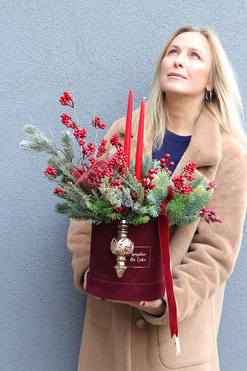 OD RĘKI Boretto, flowerbox świąteczny, wys.55cm 