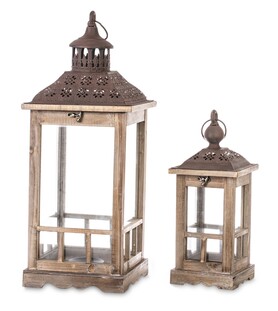 Andalouse Wood, drewniany lampion / latarenka, kpl.2szt