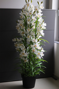 Cymbydium Ambasador, duży sztuczny storczyk XXL w doniczce, wys.147cm