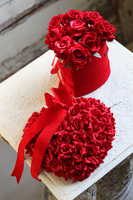 czerwony flowerbox z różami na walentynki, Serce, wym.16x16cm