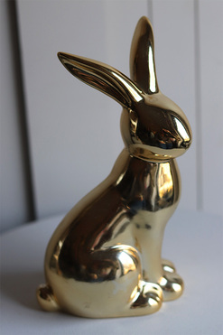 Bunny Glamm, złota figurka wielkanocna zajączek B, wys.23.5cm
