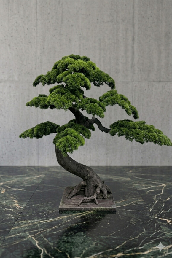 Bonsai, sztuczna roślina na podstawie