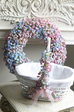 Kaszka Pastella Blue, dekorowany koszyczek wielkanocny z serwetką, wys.30cm