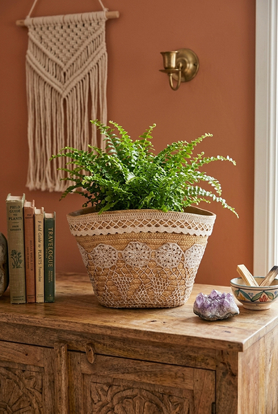 Boho House, ceramiczny kosz owalny osłonka