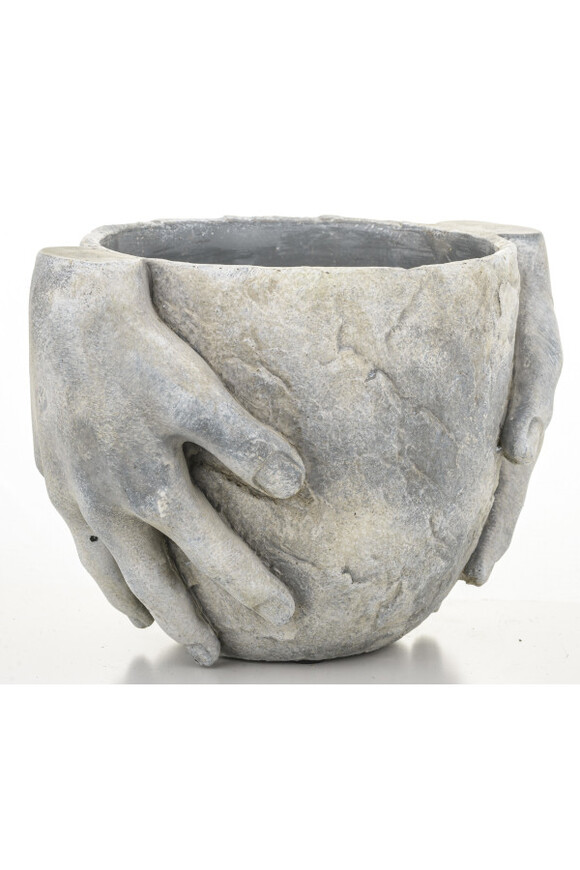 cementowa osłonka / donica, W Twoich dłoniach A, wym.16.5x24x17.5cm