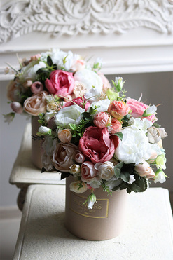 Pink Lady Velvet, flowerbox welurowy, wys.35cm