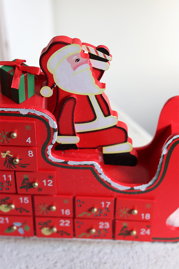 Sanie Mikołaja, kalendarz adwentowy z szufladkami