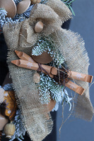 Na Narty, zimowy wianek z drewnianymi elementami, śr.43cm