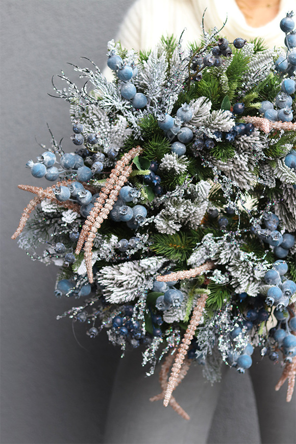 Borówkowa Zima, zimowy wianek z owocami