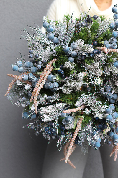 Borówkowa Zima, zimowy wianek z owocami