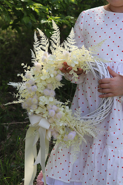 OD RĘKI Boho Bloomfield, asymetryczny wianek dekoracyjny, rozp.40cm