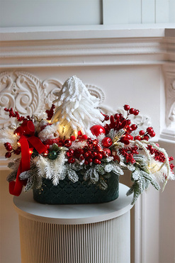 OD RĘKI Klasyka Zimowa, świąteczna choinka z dekoracją LED, wym.40x50x28cm 