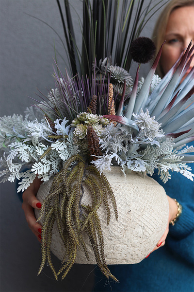 Mortario Sirocco, kompozycja roślinna w naczyniu