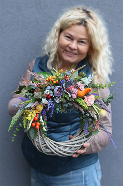 Janna, asymetryczny jesienny wianek, rozp.30cm