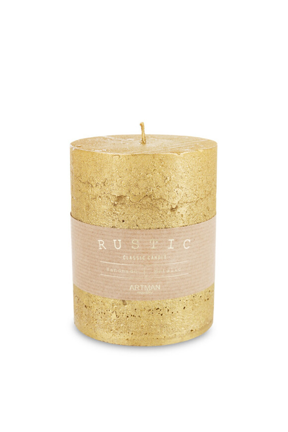 Rustic Candle, świeca w kształcie walca, złota
