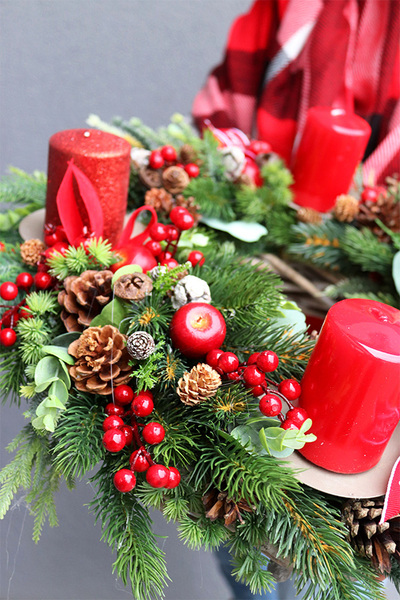 Boże Narodzenie, stroik adwentowy wieniec