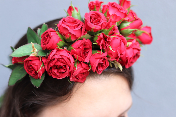 Frida Red, czerwony wianek na głowę, rozmiar uniwersalny  