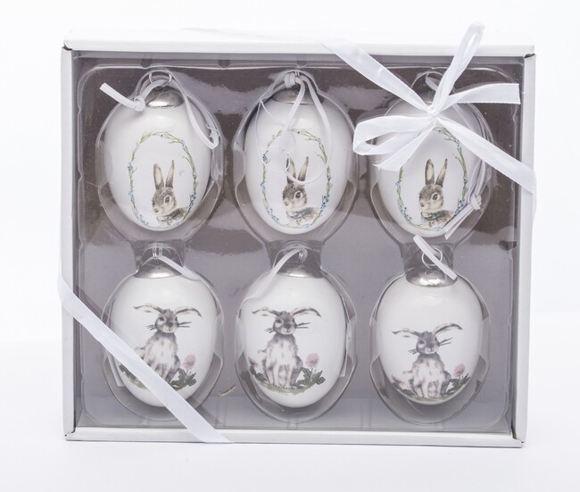 OD RĘKI atrakcyjny zestaw zawieszek z królikami na Wielkanoc, kpl.6szt