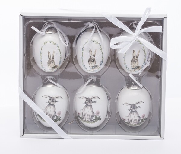 OD RĘKI atrakcyjny zestaw zawieszek z królikami na Wielkanoc, kpl.6szt