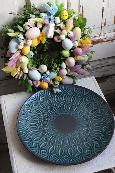 Moko Easter Pastelle A, wielkanocny stroik na talerzu, śr.31cm