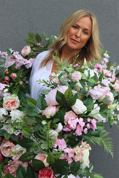 Malediwy Pink New, długa girlanda ze sztucznych kwiatów