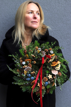 Magiczna Zima, świąteczny wianek na drzwi, śr.36cm