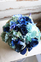 Florito Blue, flowerbox z niebieskimi kwiatami, wys.27cm 