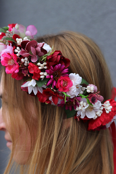 Berta Pink, ślubny wianek na głowę dla Panny Młodej, rozmiar uniwersalny