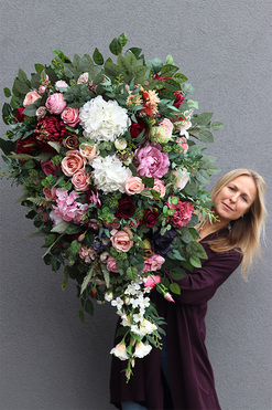 Della Travisto, bardzo duża wiązanka nagrobna, dł.120cm
