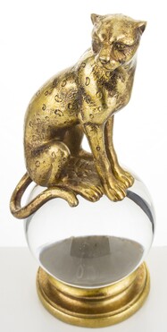 figurka Leopard z Kryształową kulą, wym.28x11x10cm