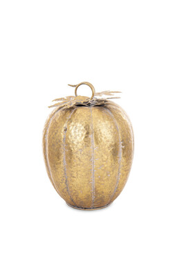 Pumpkin Gold C, dekoracyjna dynia figurka metalowa, wym.38x27x27cm