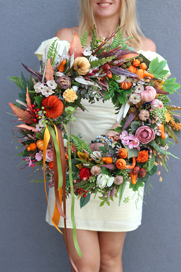 Jesienna Melodia, jesienny wianek na drzwi, śr.52cm