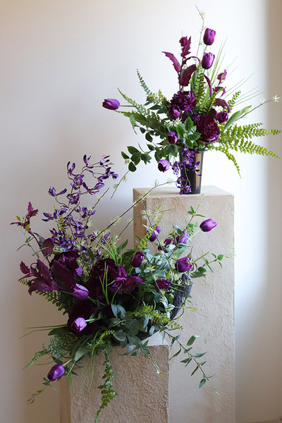 Purple Flowers, komplet dekoracji nagrobnych