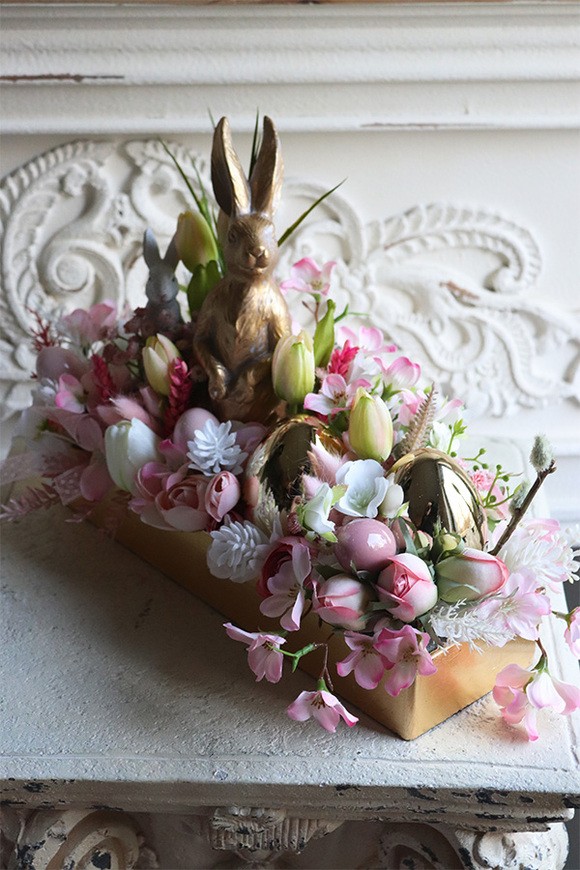 Złoty Zając Pink, stroik wielkanocny