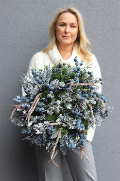 OD RĘKI Borówkowa Zima, zimowy wianek z owocami, śr.50cm