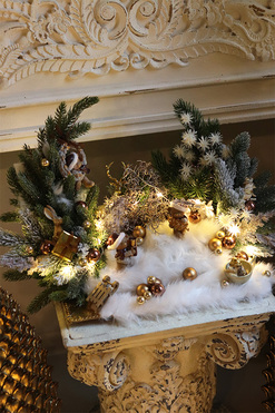 Kraina Misiów LED, świąteczny stroik na tacy, wym.30x50x30cm