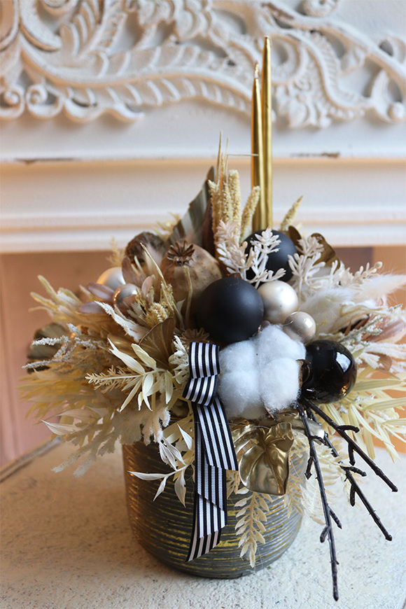 New York Christmas 2, stroik świąteczny boho ze świecami