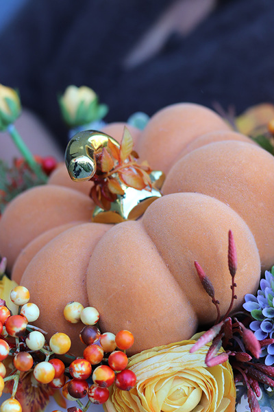 Dynia Land, box jesienny z ceramiczną dynią, wys.40cm