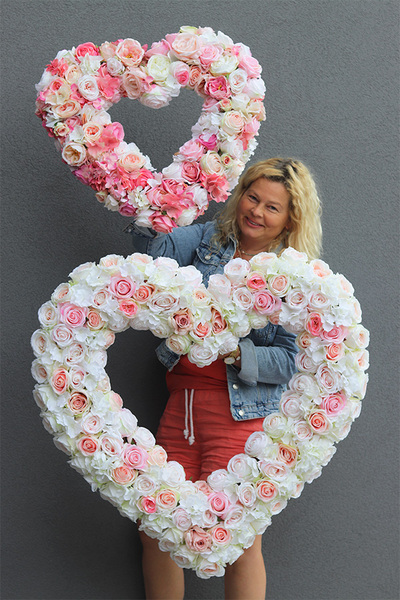 Pink Heart, duże serce z róż