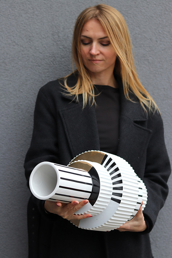 Noir Glamour, ceramiczny nowoczesny wazon